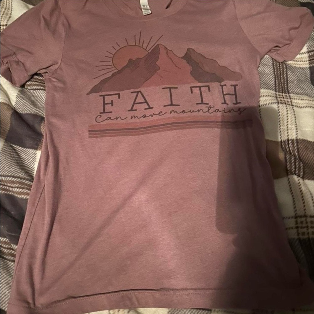 Pink Graphic Tee with Mountain Design